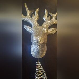 Glittering Gold Reindeer Tree Topper